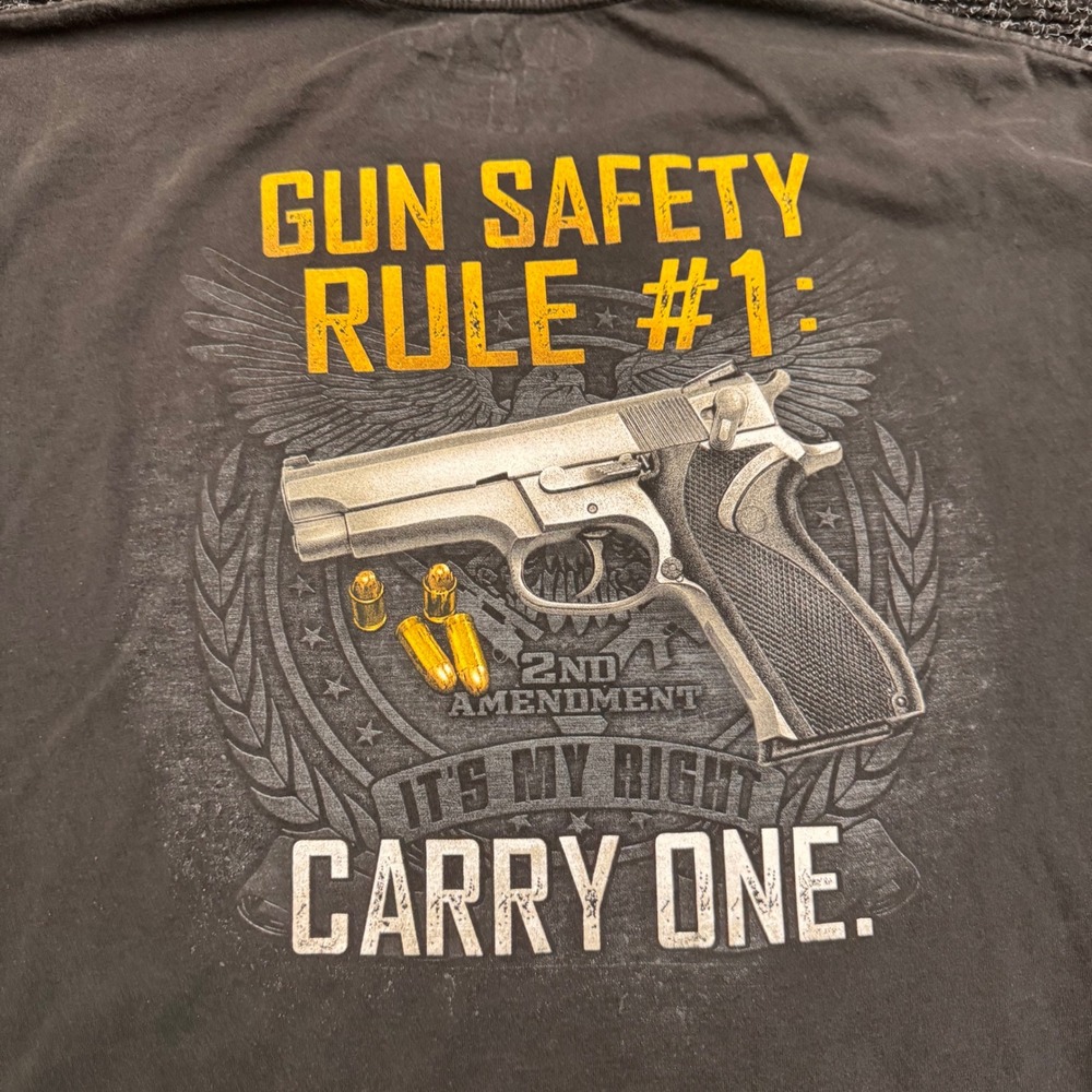 Bass Pro Shops Mens 2XL Black Gun Safety Rule 1 2nd Amendment Graphic T-Shirt - Picture 6 of 11